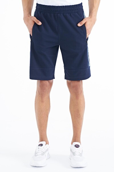 Tommylife Wholesale Clive Standard Fit Printed Men's Shorts 81249 Indigo - Thumbnail