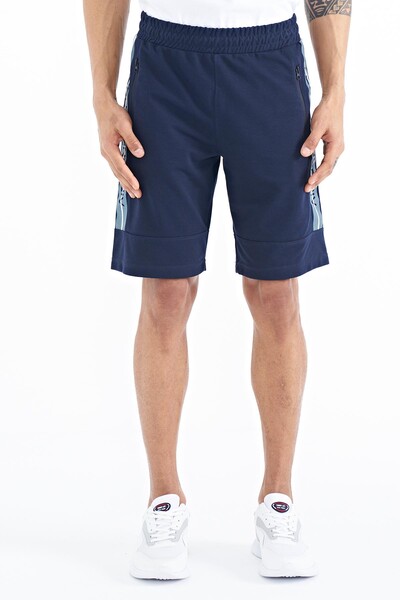 Tommylife Wholesale Clive Standard Fit Printed Men's Shorts 81249 Indigo - Thumbnail