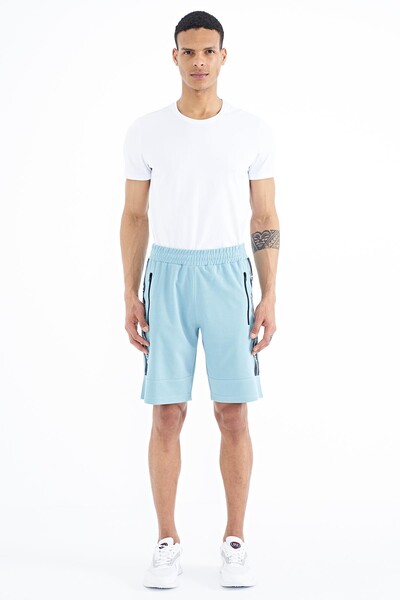 Tommylife Wholesale Clive Standard Fit Printed Men's Shorts 81249 Light Blue - Thumbnail