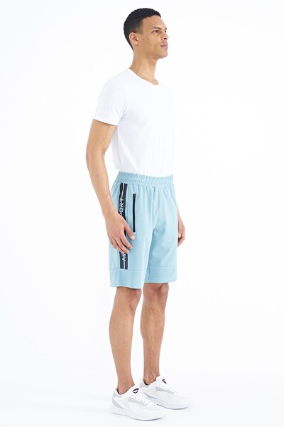 Tommylife Wholesale Clive Standard Fit Printed Men's Shorts 81249 Light Blue - Thumbnail