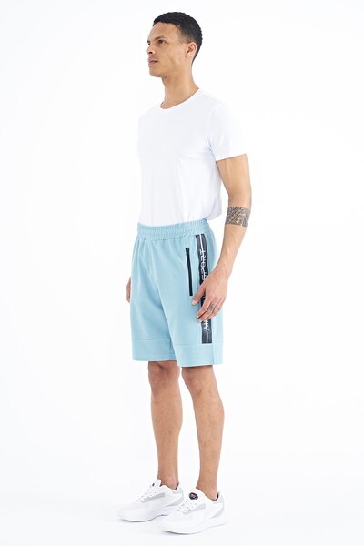 Tommylife Wholesale Clive Standard Fit Printed Men's Shorts 81249 Light Blue - Thumbnail