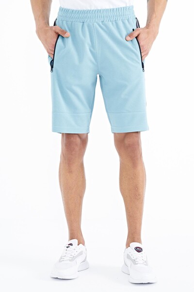 Tommylife Wholesale Clive Standard Fit Printed Men's Shorts 81249 Light Blue - Thumbnail