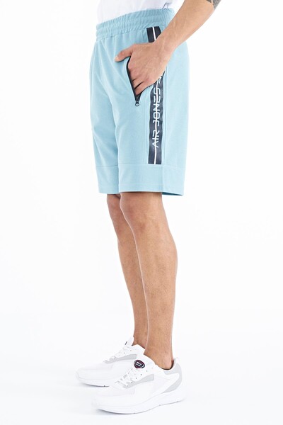 Tommylife Wholesale Clive Standard Fit Printed Men's Shorts 81249 Light Blue - Thumbnail