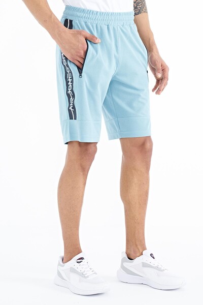 Tommylife Wholesale Clive Standard Fit Printed Men's Shorts 81249 Light Blue - Thumbnail