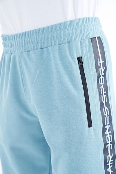 Tommylife Wholesale Clive Standard Fit Printed Men's Shorts 81249 Light Blue - Thumbnail