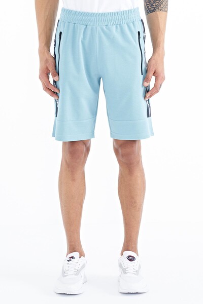 Tommylife Wholesale Clive Standard Fit Printed Men's Shorts 81249 Light Blue - Thumbnail