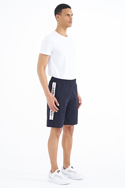 Tommylife Wholesale Clive Standard Fit Printed Men's Shorts 81249 Navy Blue - Thumbnail