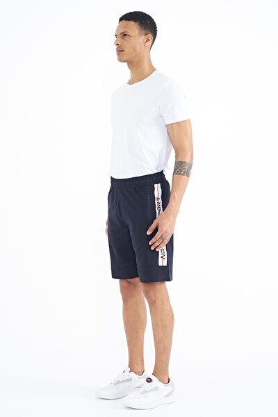 Tommylife Wholesale Clive Standard Fit Printed Men's Shorts 81249 Navy Blue - Thumbnail