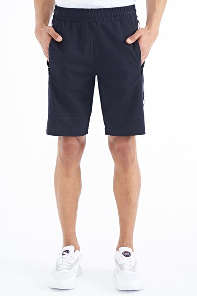 Tommylife Wholesale Clive Standard Fit Printed Men's Shorts 81249 Navy Blue - Thumbnail