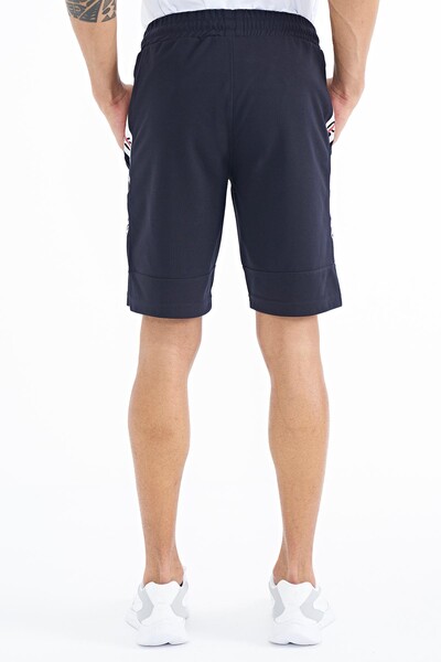 Tommylife Wholesale Clive Standard Fit Printed Men's Shorts 81249 Navy Blue - Thumbnail