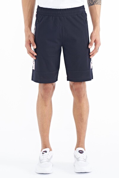 Tommylife Wholesale Clive Standard Fit Printed Men's Shorts 81249 Navy Blue - Thumbnail