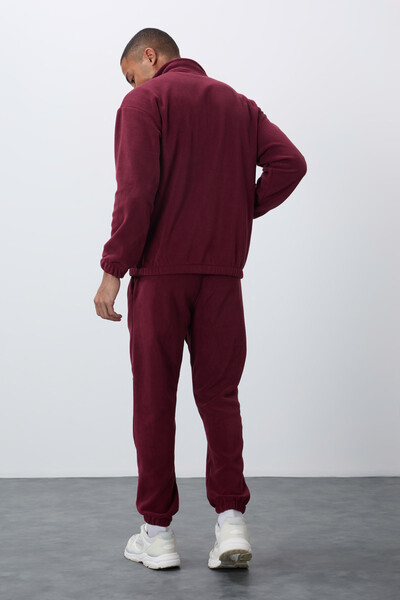 Tommylife Wholesale Comfort Fit Basic Men's Fleece Tracksuit Set 85269 Bordeaux - Thumbnail