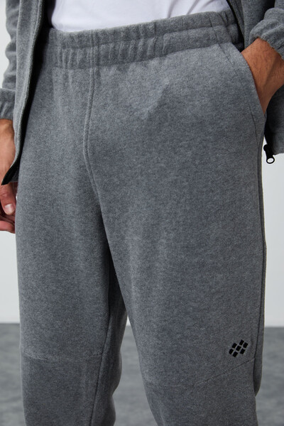 Tommylife Wholesale Comfort Fit Basic Men's Fleece Tracksuit Set 85269 Gray Melange - Thumbnail