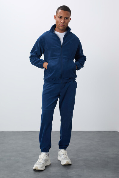 Tommylife Wholesale Comfort Fit Basic Men's Fleece Tracksuit Set 85269 Parliament - Thumbnail