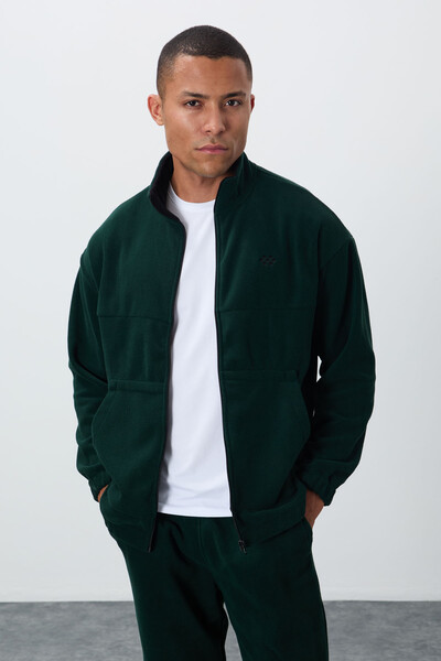 Tommylife Wholesale Comfort Fit Basic Men's Fleece Tracksuit Set 85269 Pine Green - Thumbnail