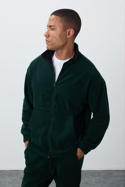 Tommylife Wholesale Comfort Fit Basic Men's Fleece Tracksuit Set 85269 Pine Green - Thumbnail