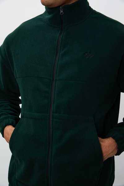 Tommylife Wholesale Comfort Fit Basic Men's Fleece Tracksuit Set 85269 Pine Green - Thumbnail