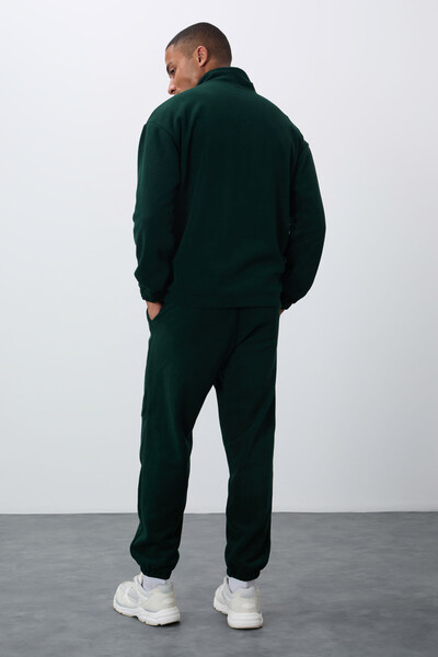 Tommylife Wholesale Comfort Fit Basic Men's Fleece Tracksuit Set 85269 Pine Green - Thumbnail