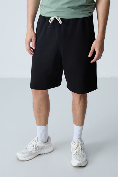 Tommylife Wholesale Comfort Fit Basic Men's Shorts 81275 Black - Thumbnail