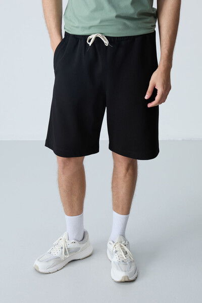 Tommylife Wholesale Comfort Fit Basic Men's Shorts 81275 Black - Thumbnail