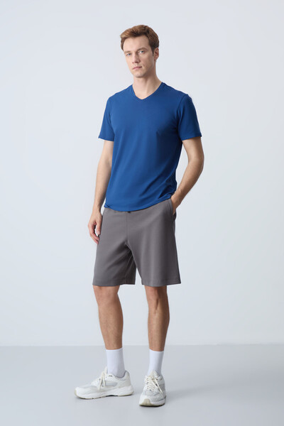 Tommylife Wholesale Comfort Fit Basic Men's Shorts 81275 Dark Gray - Thumbnail