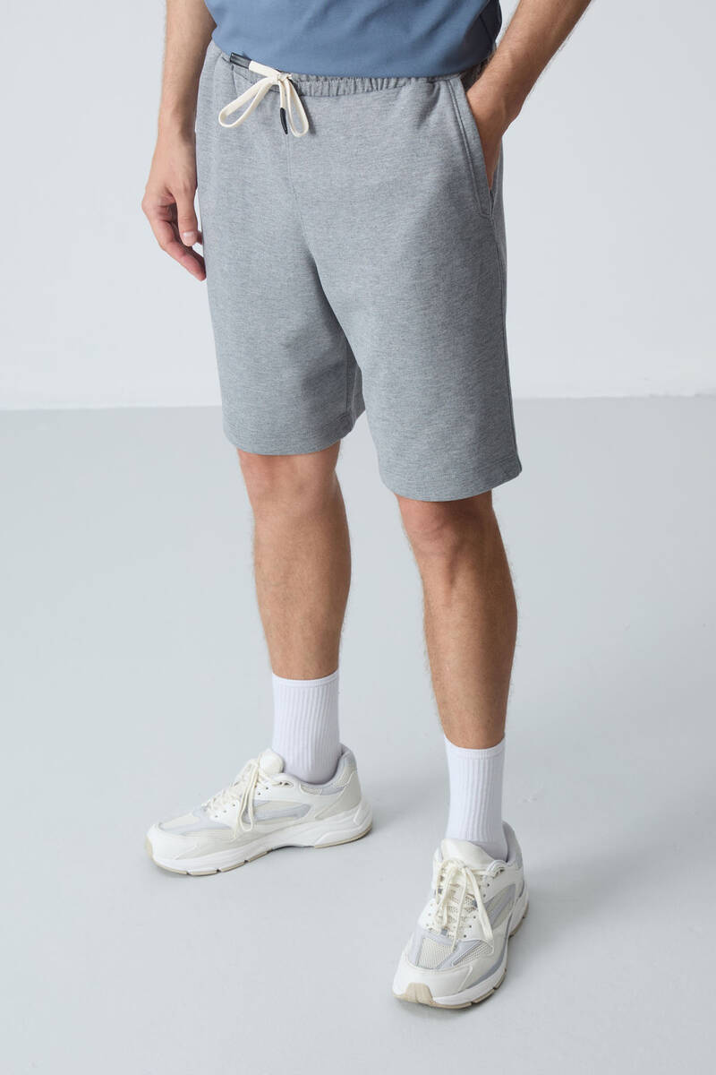 TommyLife - Tommylife Wholesale Comfort Fit Basic Men's Shorts 81275 Gray Melange