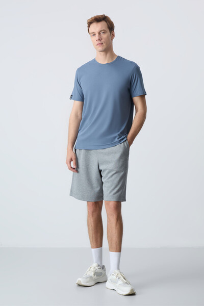 Tommylife Wholesale Comfort Fit Basic Men's Shorts 81275 Gray Melange - Thumbnail