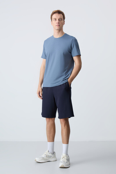 Tommylife Wholesale Comfort Fit Basic Men's Shorts 81275 Navy Blue - Thumbnail