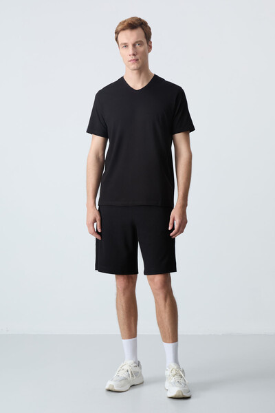 Tommylife Wholesale Comfort Fit Basic Men's Shorts 81276 Black - Thumbnail