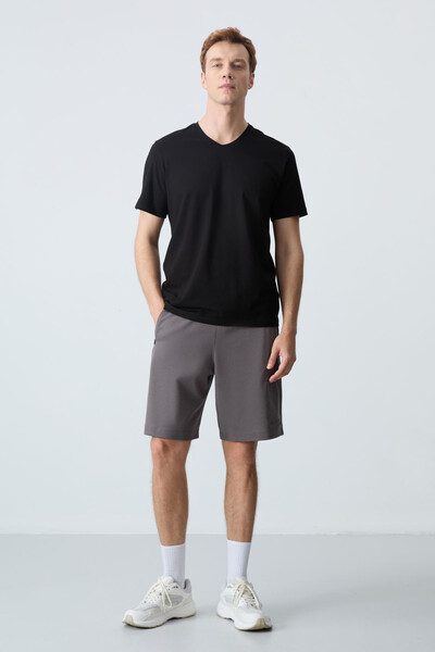 Tommylife Wholesale Comfort Fit Basic Men's Shorts 81276 Dark Gray - Thumbnail