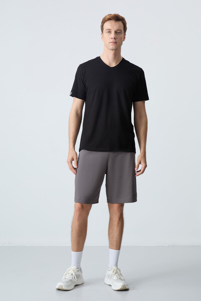 Tommylife Wholesale Comfort Fit Basic Men's Shorts 81276 Dark Gray - Thumbnail