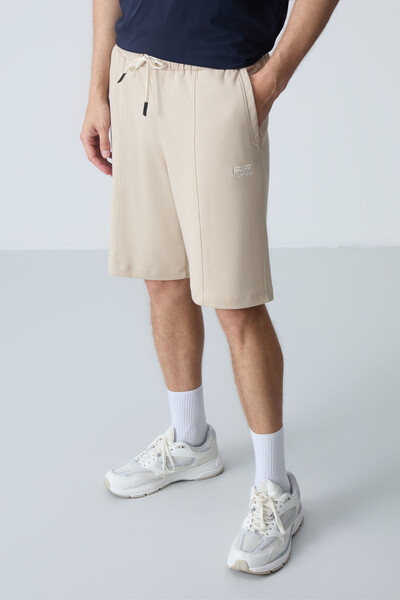 Tommylife Wholesale Comfort Fit Basic Men's Shorts 81277 Beige - Thumbnail