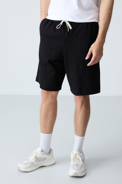 Tommylife Wholesale Comfort Fit Basic Men's Shorts 81277 Black - Thumbnail