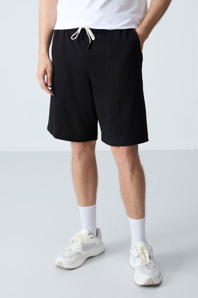 Tommylife Wholesale Comfort Fit Basic Men's Shorts 81277 Black - Thumbnail