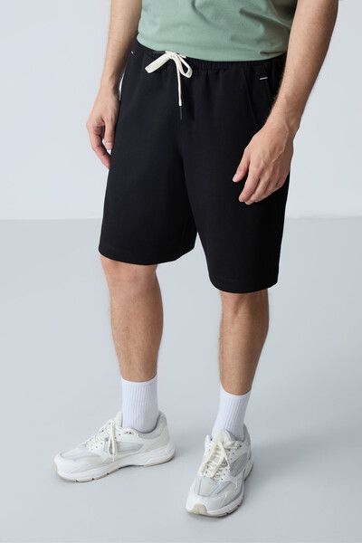 Tommylife Wholesale Comfort Fit Basic Men's Shorts 81278 Black - Thumbnail