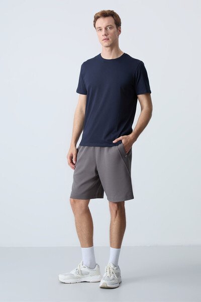 Tommylife Wholesale Comfort Fit Basic Men's Shorts 81278 Dark Gray - Thumbnail