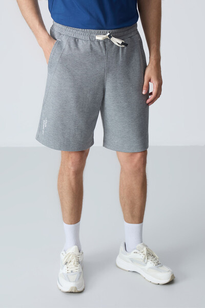 Tommylife Wholesale Comfort Fit Basic Men's Shorts 81278 Gray Melange - Thumbnail