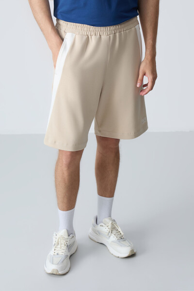 Tommylife Wholesale Comfort Fit Basic Men's Shorts 81280 Beige - Thumbnail