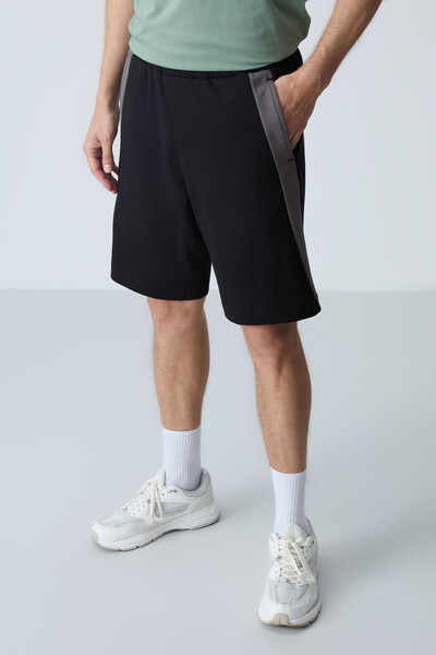 Tommylife Wholesale Comfort Fit Basic Men's Shorts 81280 Black - Thumbnail