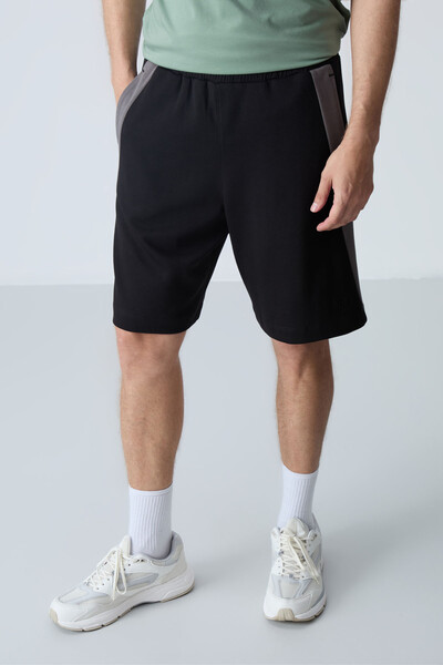 Tommylife Wholesale Comfort Fit Basic Men's Shorts 81280 Black - Thumbnail