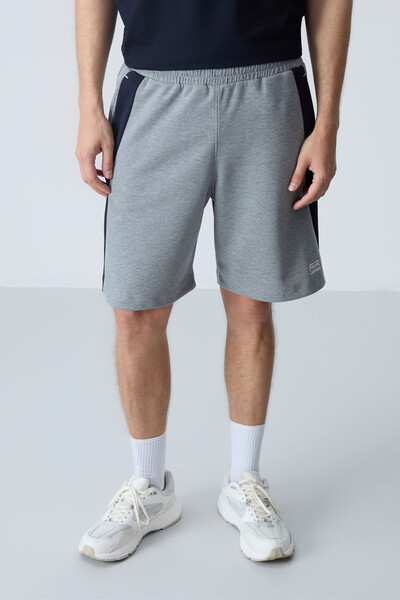 Tommylife Wholesale Comfort Fit Basic Men's Shorts 81280 Gray Melange - Thumbnail