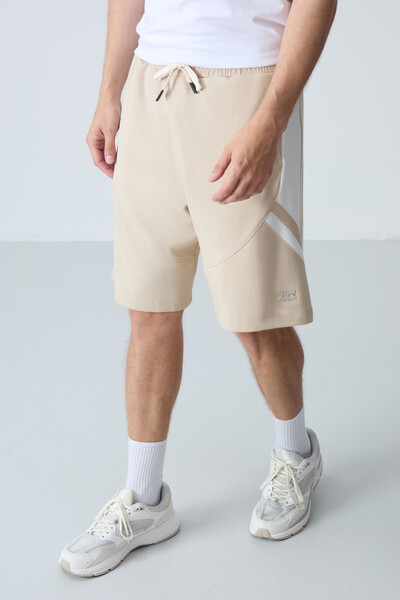 Tommylife Wholesale Comfort Fit Basic Men's Shorts 81281 Beige - Thumbnail