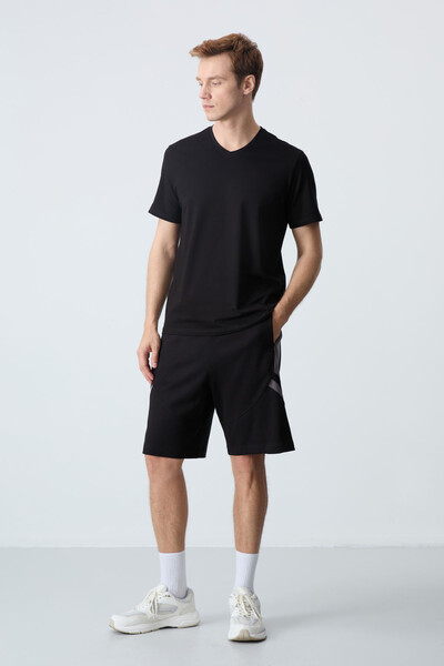 Tommylife Wholesale Comfort Fit Basic Men's Shorts 81281 Black - Thumbnail