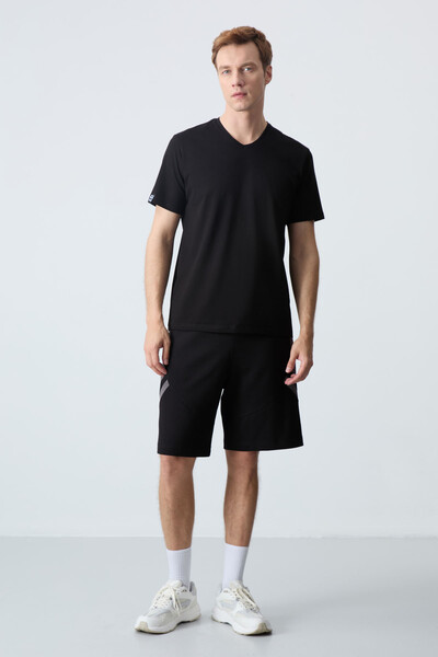 Tommylife Wholesale Comfort Fit Basic Men's Shorts 81281 Black - Thumbnail