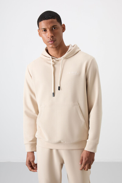 Tommylife Wholesale Comfort Fit Basic Men's Tracksuit Set 85255 Beige - Thumbnail