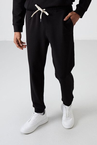 Tommylife Wholesale Comfort Fit Basic Men's Tracksuit Set 85255 Black - Thumbnail