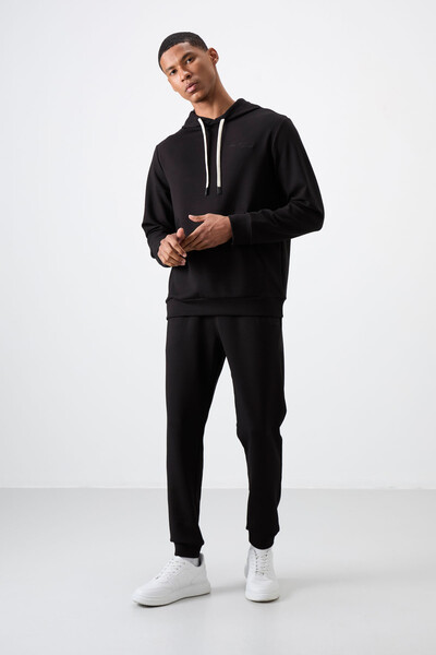 Tommylife Wholesale Comfort Fit Basic Men's Tracksuit Set 85255 Black - Thumbnail