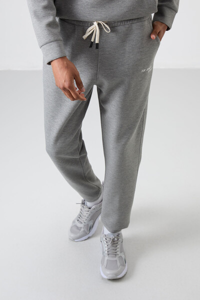 Tommylife Wholesale Comfort Fit Basic Men's Tracksuit Set 85255 Gray Melange - Thumbnail