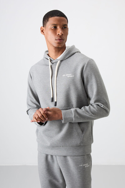 Tommylife Wholesale Comfort Fit Basic Men's Tracksuit Set 85255 Gray Melange - Thumbnail