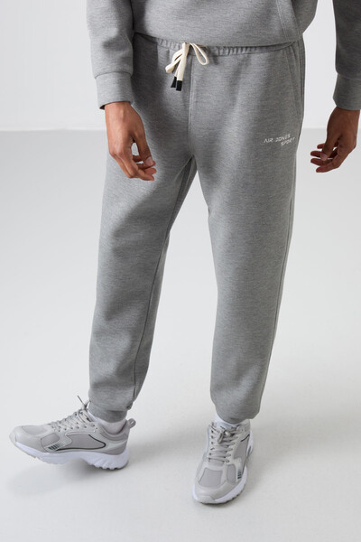 Tommylife Wholesale Comfort Fit Basic Men's Tracksuit Set 85255 Gray Melange - Thumbnail